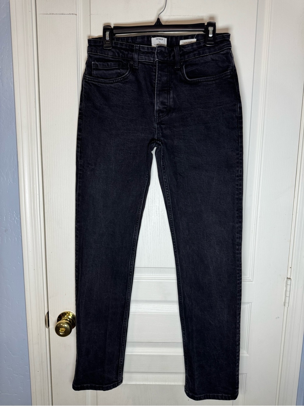 Cotton On Men's Straight Jeans in Washed Black